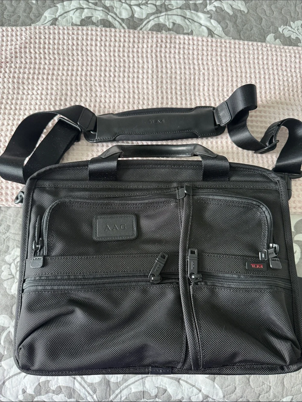 Tumi Black Nylon Expandable Laptop Briefpack with Strap